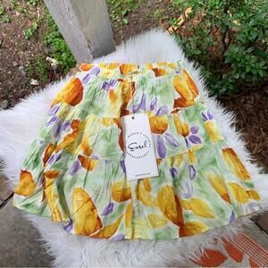 Easel Floral Print Mini Skirt Size S